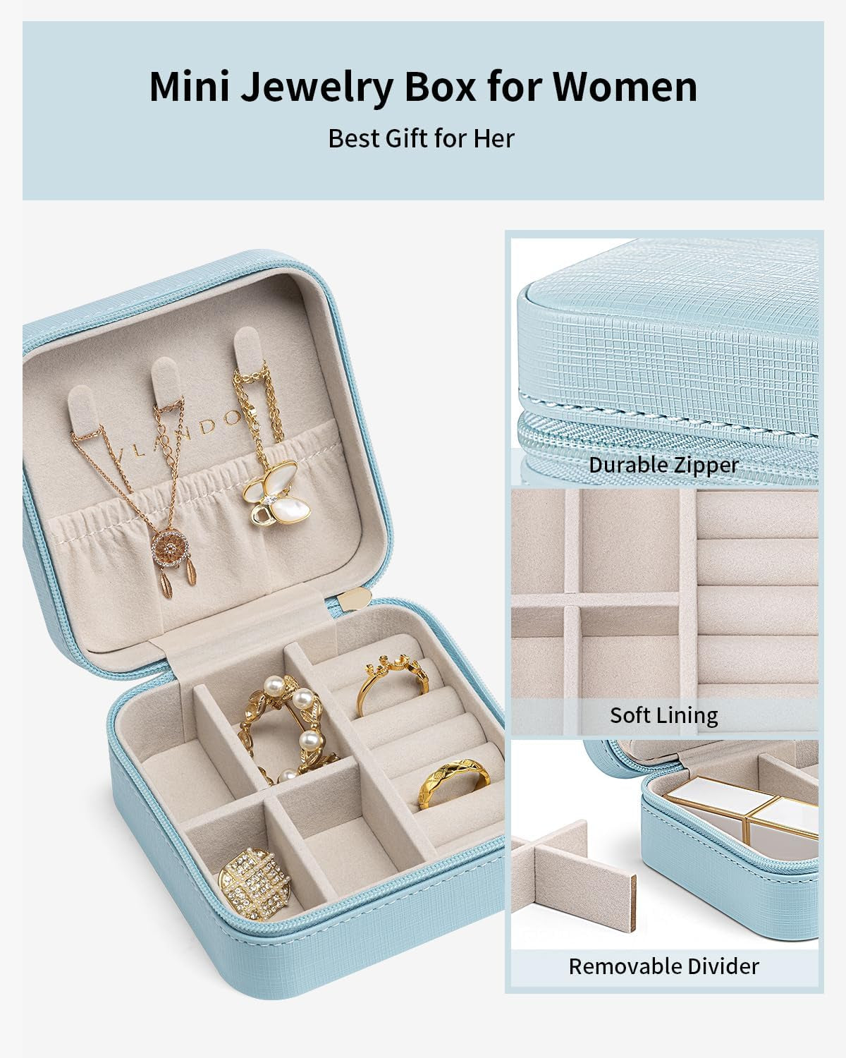 VLANDO Compact Travel Jewelry Case — Blue
