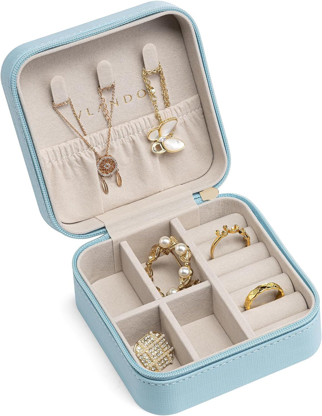 VLANDO Compact Travel Jewelry Case — Blue